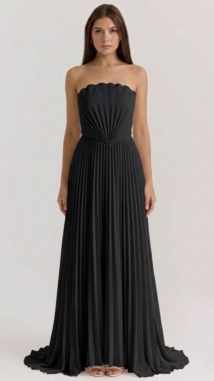 Abendkleid „Shell“ mit Falten und schulterfreiem schulterfreiem Ausschnitt