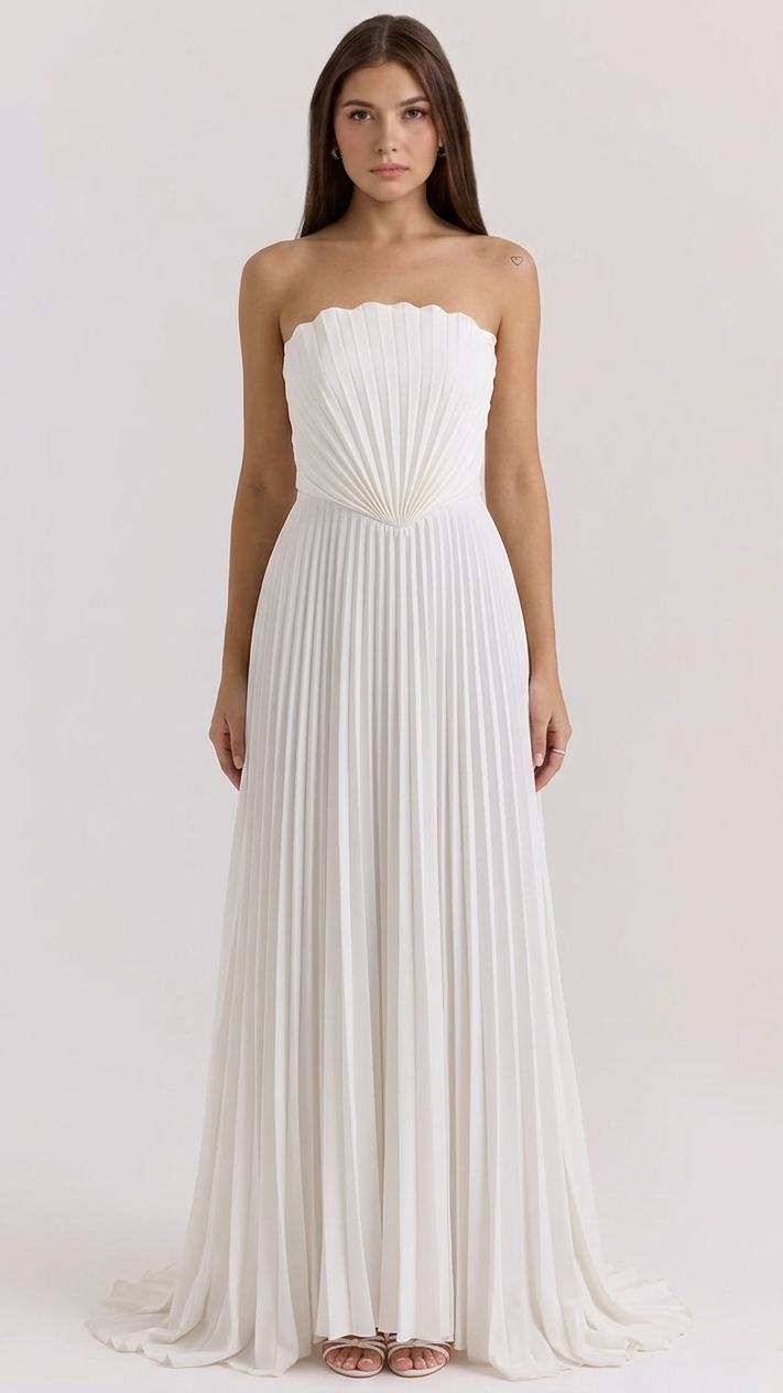 Abendkleid „Shell“ mit Falten und schulterfreiem schulterfreiem Ausschnitt