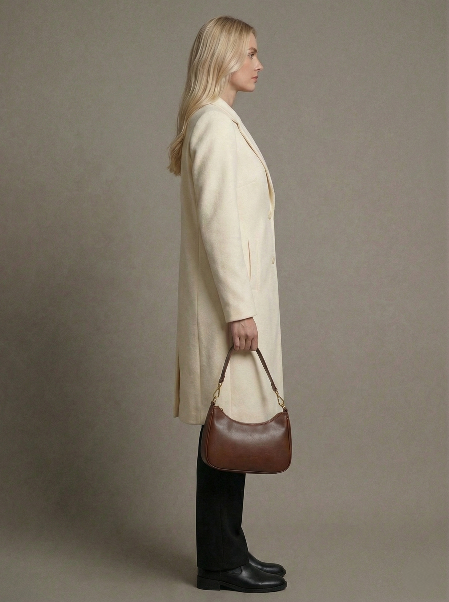 Women's wool coat with notched collar