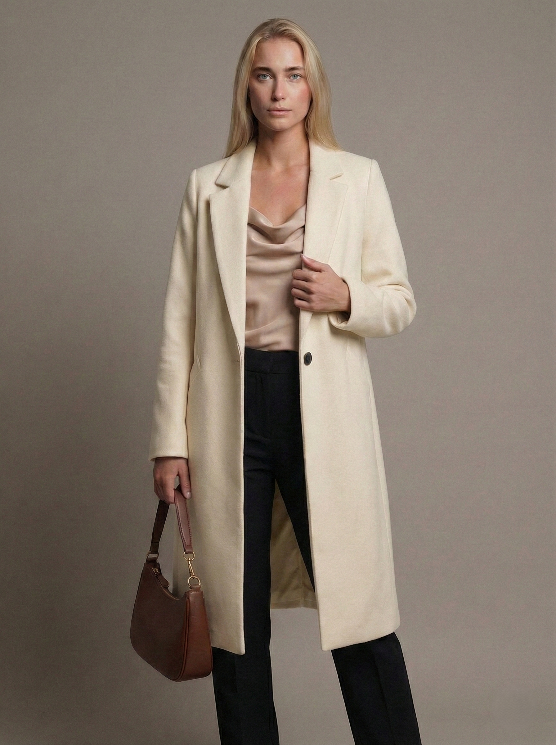 Women's wool coat with notched collar