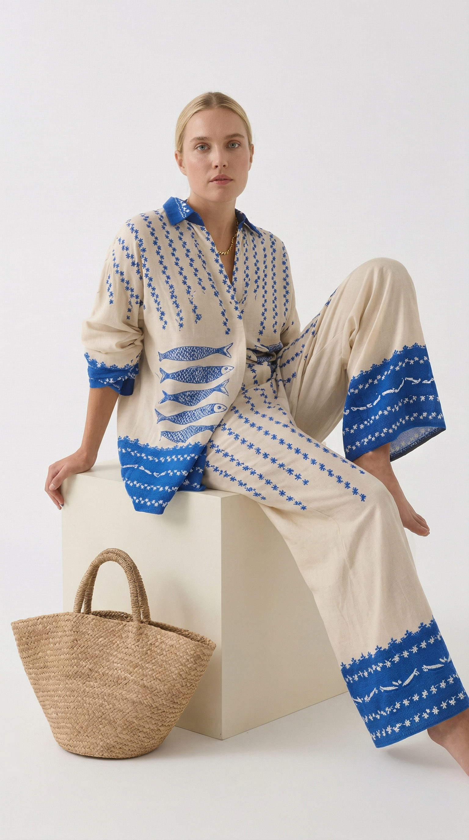 Zweiteiliges Set Santorini Print