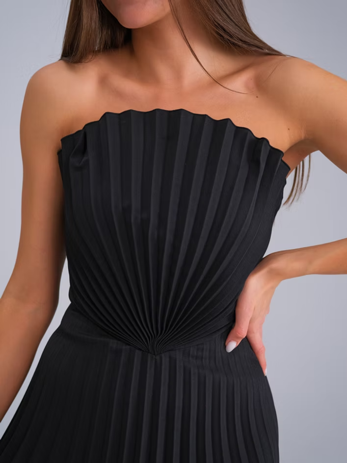 Pleated Off Shoulder Mini Summer Dress Shell