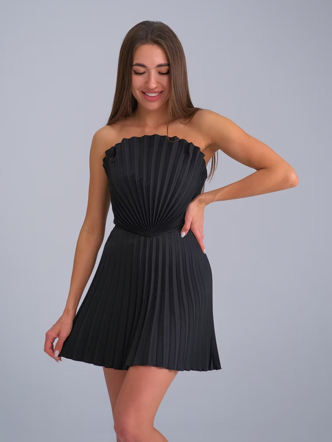 Pleated Off Shoulder Mini Summer Dress Shell