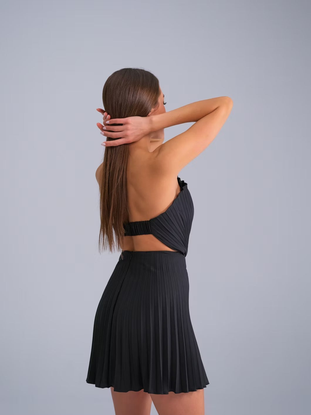 Pleated Off Shoulder Mini Summer Dress Shell