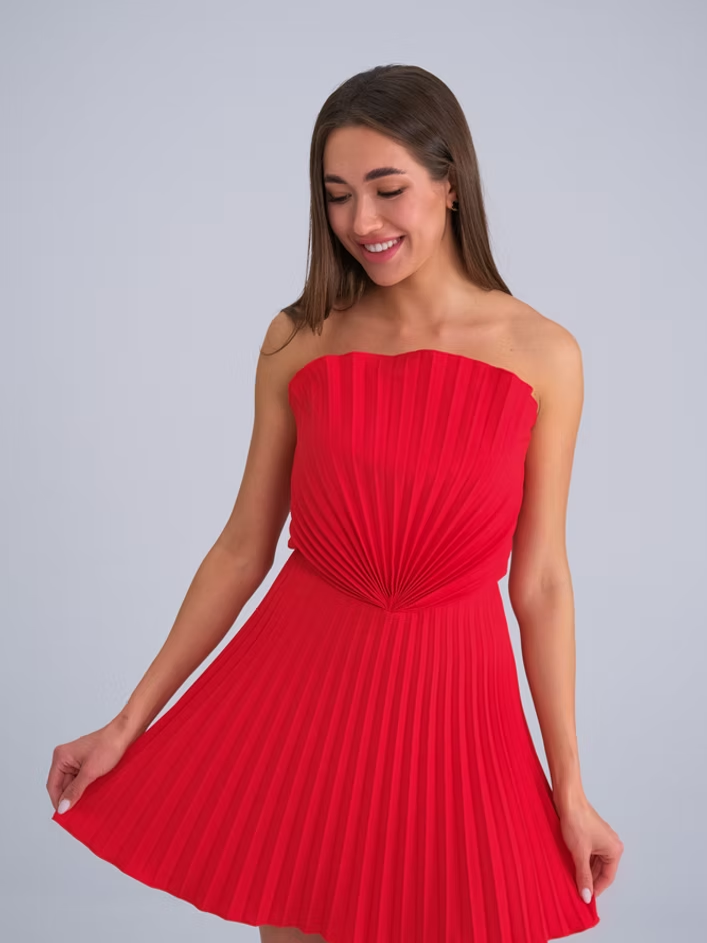 Pleated Off Shoulder Mini Summer Dress Shell